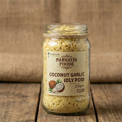 Coconut garlic idly podi